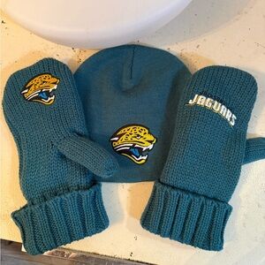 Teal Jaguars Women's Mittens and Beanie Set